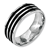 Stainless Steel 8mm Black-plated Stripes Wedding Band