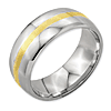 Stainless Steel 8mm Ring with 14kt Yellow Gold Inlay