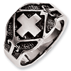 Stainless Steel Men's Antiqued Square Cross Ring