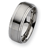 8mm Stainless Steel Ring with Polished Ridged Edges