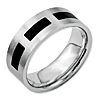 8mm Stainless Steel Ring with Black Accents