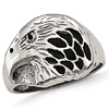 Stainless Steel Eagle Ring with Black Enamel