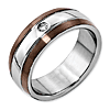 Stainless Steel Chocolate IP Plated Ring with Diamond Accent
