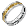 Stainless Steel Grooved Gold-plated Ladies 6mm Band