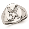 Stainless Steel Signet Eagle Ring with Sterling Silver Accent