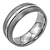 Stainless Steel Grooved Brushed Ring with Polished Center 8mm