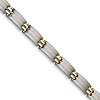 24k Gold Plated Stainless Steel Bracelet Brushed Grooved Links 8.75in
