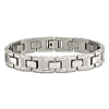 Stainless Steel Bracelet with White Accents 8.75in