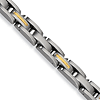 14k Gold Inlay Stainless Steel Link Bracelet 8in