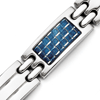 Stainless Steel 8 1/2in Blue Carbon Fiber Inlay Bracelet