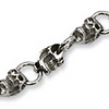 Stainless Steel 8 3/4in Skull Link Bracelet
