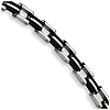 Stainless Steel 8.75in Black Rubber Bracelet