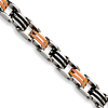 Stainless Steel Black and Orange Rubber Bracelet 8.75in
