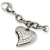 Stainless Steel CZ Heart Charm Fancy Bracelet 7.5in
