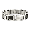 Stainless Steel Carbon Fiber & Link Bracelet 9in