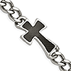Stainless Steel Carbon Fiber Cross Curb Link Bracelet 8.5in
