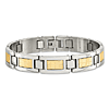 Stainless Steel 8.25in Link Bracelet with 18k Gold Filled Accents