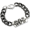 Stainless Steel Antiqued Gothic Fleur-de-lis Bracelet 8.5in