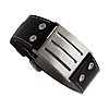 Staliness Steel 8 3/4in Black Leather Adjustable Buckle Bracelet
