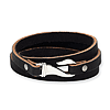 24in Black and Brown Leather Wrap Bracelet with Hook Clasp