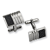 Black Carbon Fiber Stainless Steel Rectangular Cufflinks