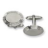 Stainless Steel Oval Cufflinks with Brushed Center