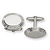 Stainless Steel Oval Cufflinks with Polished Center