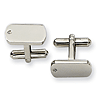 Stainless Steel Oblong Cufflinks with Diamond Accents