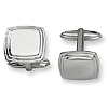 Stainless Steel Oblong Cufflinks with Step Down Border