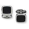Black Carbon Fiber Stainless Steel Oblong Cufflinks