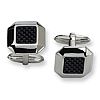 Black Carbon Fiber Stainless Steel Octagonal Cufflinks