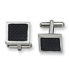 Stainless Steel Black Carbon Fiber Square Cufflinks
