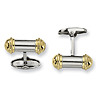Stainless Steel Barrel Cufflinks with Yellow Accents