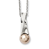 Stainless Steel 18in Champagne Simulated Pearl Necklace