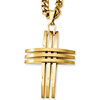 Gold-Plated Stainless Steel 1 5/8in Slotted Cross on 24in Chain