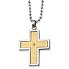 Diamond Stainless Steel Cross 1 3/8in with Bead Chain