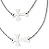 Stainless Steel Double Sideways Cross Layered on 16in Necklace