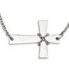 Stainless Steel 1 1/4in Sideways Cross with Wrapped Chain Necklace