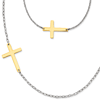 Stainless Steel Double Sideways Cross Layered on 1in Necklace