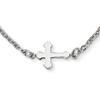Stainless Steel 1/2in Budded Sideways Cross 18in Necklace