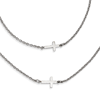 Stainless Steel Double Sideways Crosses Layered on 16 1/2in Necklace