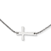 Stainless Steel 3/4in Sideways Cross on 16in Necklace