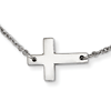 Stainless Steel 5/8in Sideways Cross on 16in Necklace