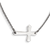 Stainless Steel 3/4in Sideways Cross on 17in Necklace