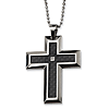 Stainless Steel 2in Diamond Carbon Fiber Cross on 24in Chain
