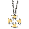 1 1/8in Stainless Steel Gold-plated Cross Necklace 18in