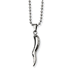 Stainless Steel 1 1/4in Italian Horn Necklace 22in