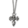 Stainless Steel 1 5/8in Skull Cross on 24in Necklace