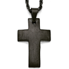 Black Stainless Steel 1 1/4in Brushed Cross Necklace
