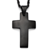 Black Stainless Steel 1 1/4in Polished Cross Necklace